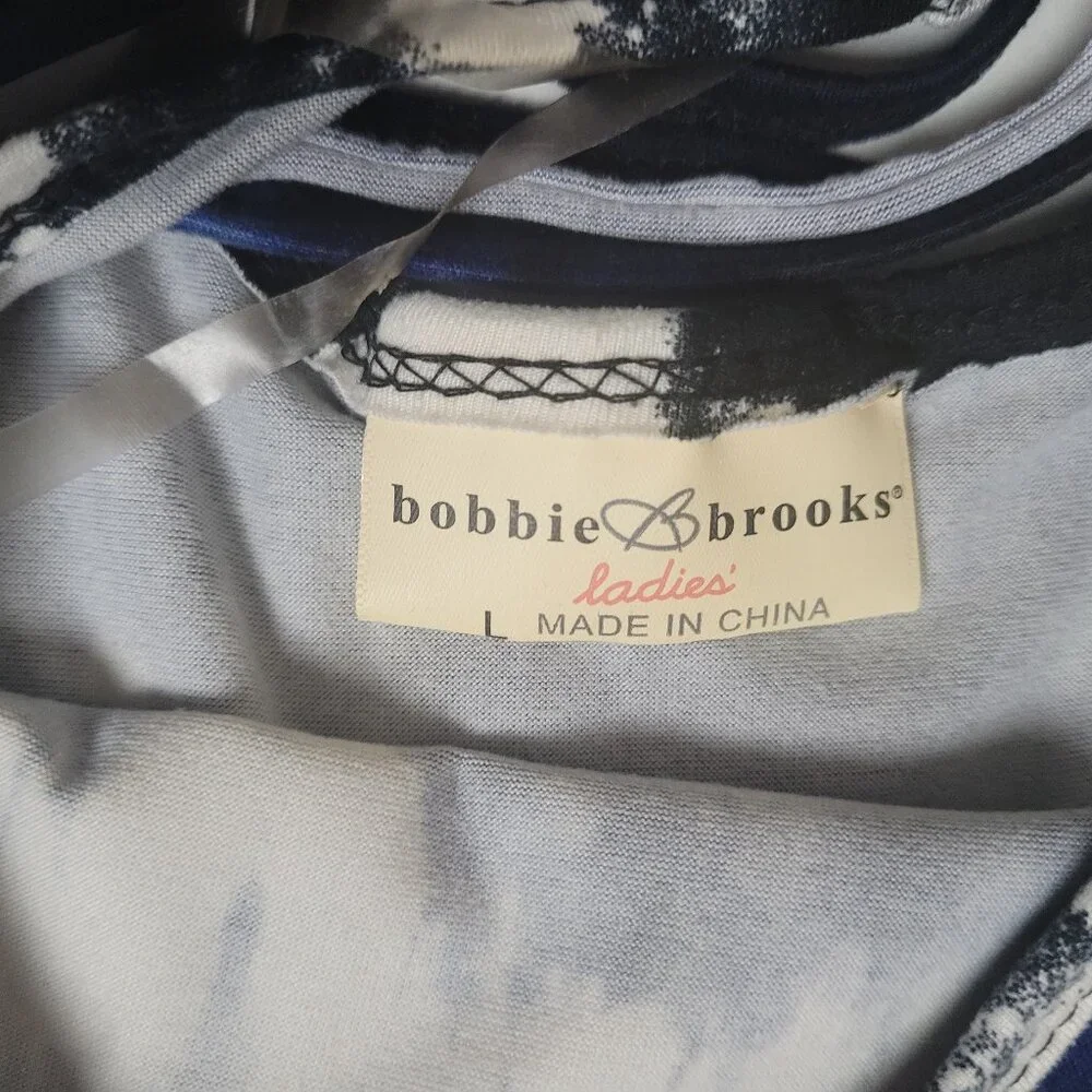 Bobbie Brooks Multicolor Tie Dye Shirt Stretchy Round Neck Rayon Blend Sz L - Picture 3 of 3